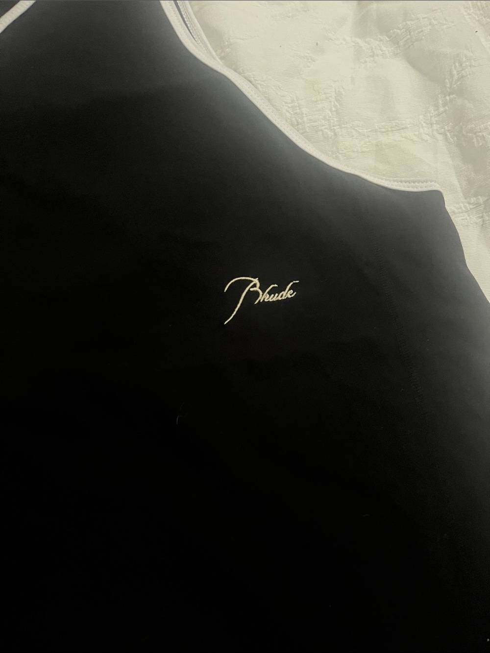 Rhude Black Tank Top with White Piping - Picture 3 of 7